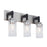 Artcraft Arlington 3 Light Bathroom Vanity, Satin Nickel/Clear