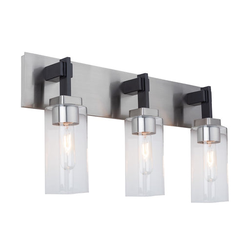Artcraft Arlington 3 Light Bathroom Vanity, Satin Nickel/Clear