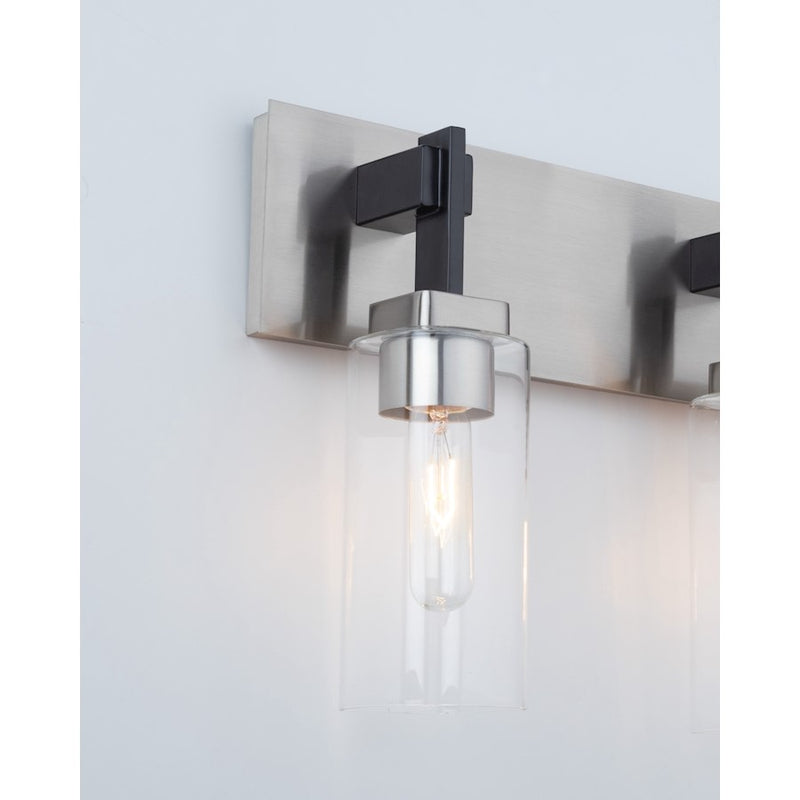 Artcraft Arlington 3 Light Bathroom Vanity, Satin Nickel/Clear