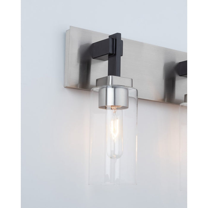 Artcraft Arlington 3 Light Bathroom Vanity, Satin Nickel/Clear