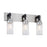 Artcraft Arlington 3 Light Bathroom Vanity, Satin Nickel/Clear