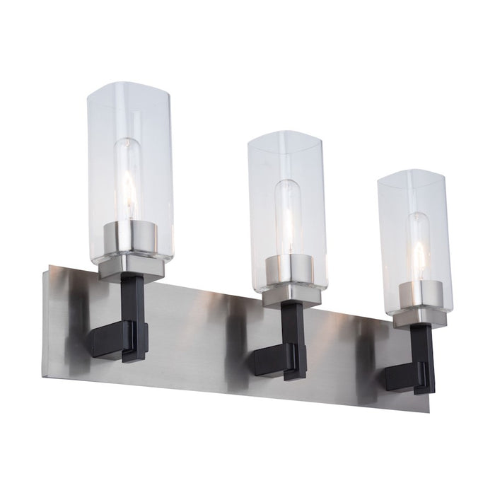Artcraft Arlington 3 Light Bathroom Vanity, Satin Nickel/Clear