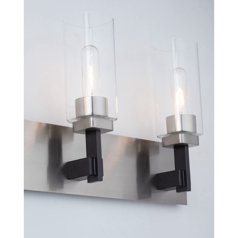 Artcraft Arlington 3 Light Bathroom Vanity, Satin Nickel/Clear