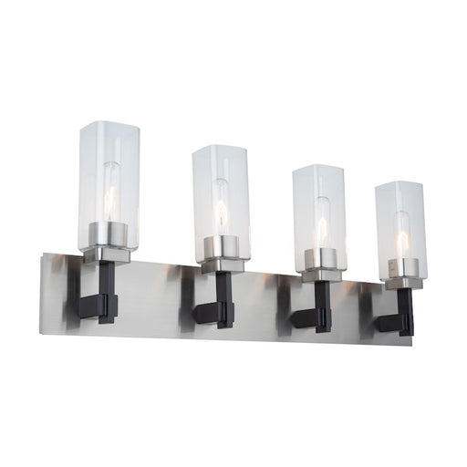 Artcraft Arlington 4 Light Bathroom Vanity, Satin Nickel/Clear