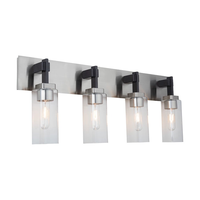 Artcraft Arlington 4 Light Bathroom Vanity, Satin Nickel/Clear