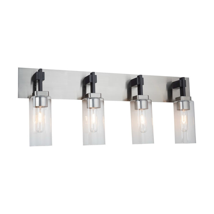 Artcraft Arlington 4 Light Bathroom Vanity, Satin Nickel/Clear