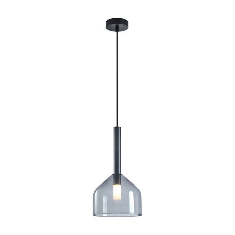 Artcraft Kali 1 Light Pendant, Black/Clear