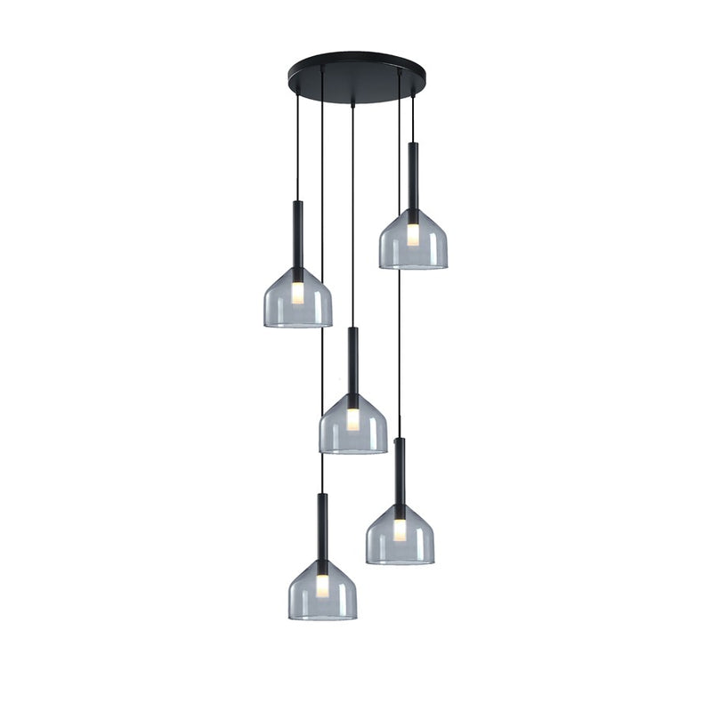 Artcraft Kali 5 Light Chandelier, Black/Clear