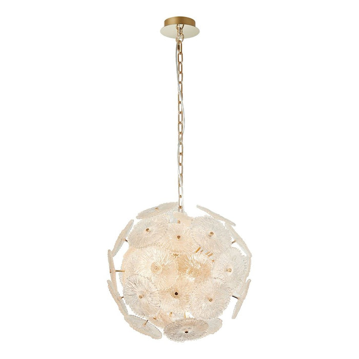 Artcraft Bloom 18 Light Circular Chandelier, Brass/Clear