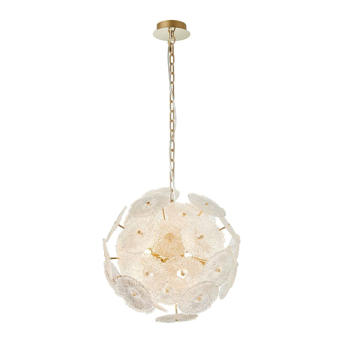 Artcraft Bloom 18 Light Circular Chandelier, Brass/Clear