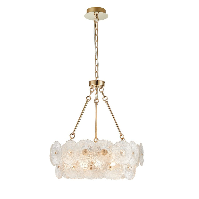 Artcraft Bloom 15 Light Chandelier, Brass/Clear