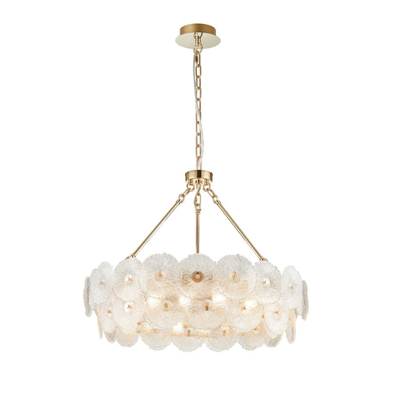 Artcraft Bloom 18 Light Chandelier, Brass/Clear