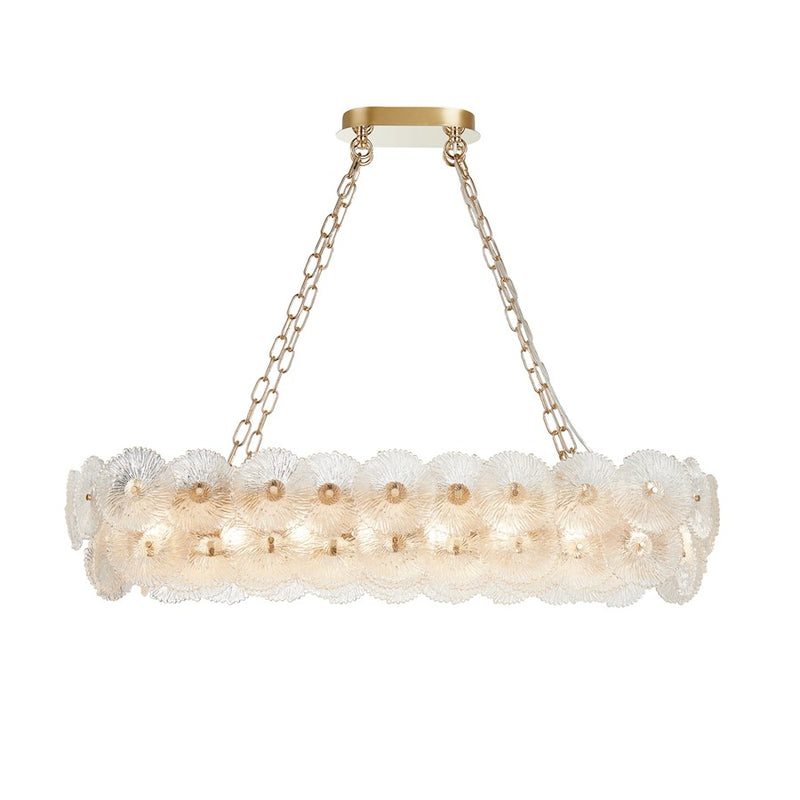 Artcraft Bloom 18 Light Linear Chandelier, Brass/Clear