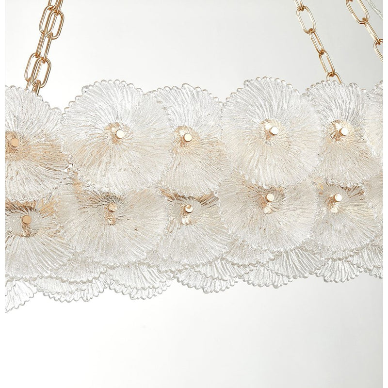 Artcraft Bloom 18 Light Linear Chandelier, Brass/Clear