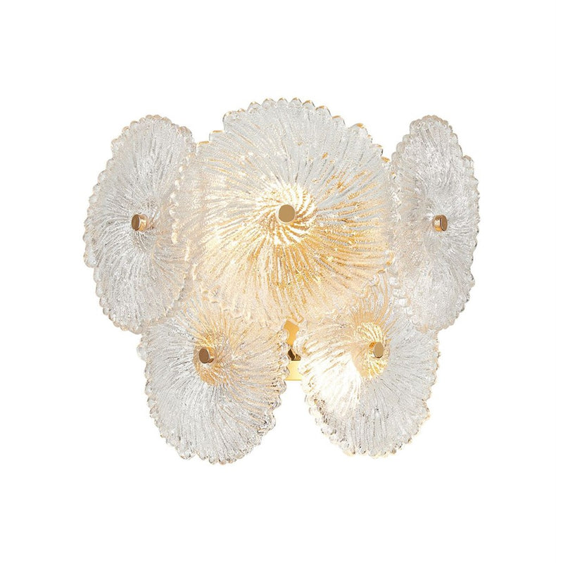 Artcraft Bloom 2 Light Wall Sconce, Brass/Clear
