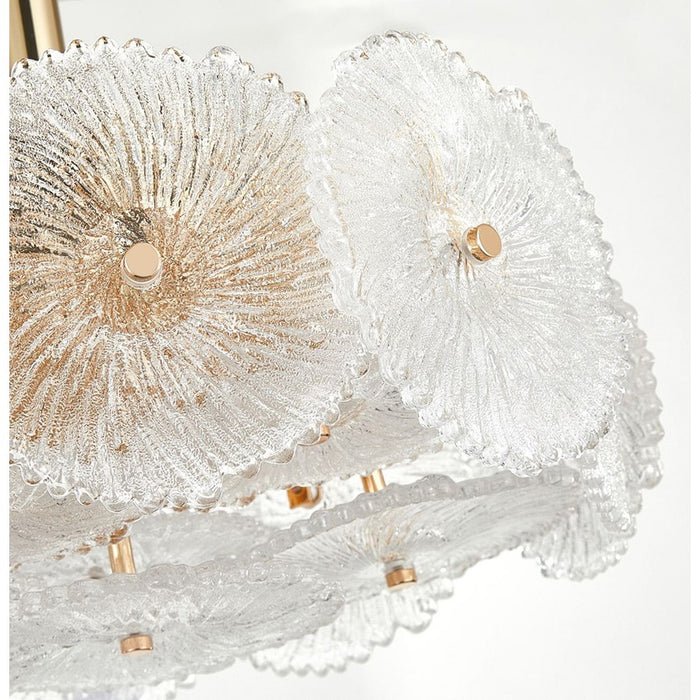 Artcraft Bloom 6 Light Semi-Flush Mount, Brass/Clear