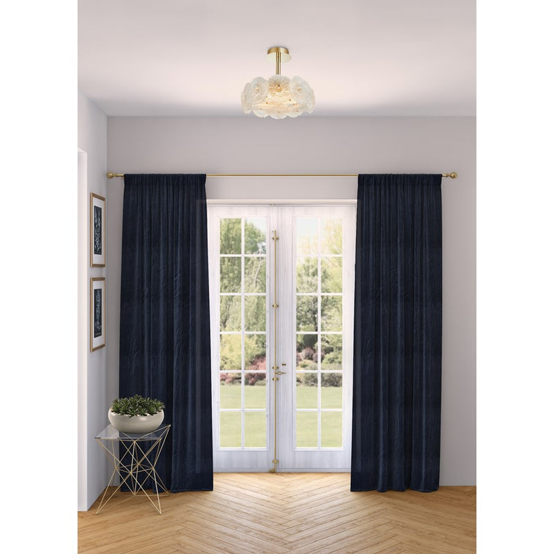 Artcraft Bloom 6 Light Semi-Flush Mount, Brass/Clear