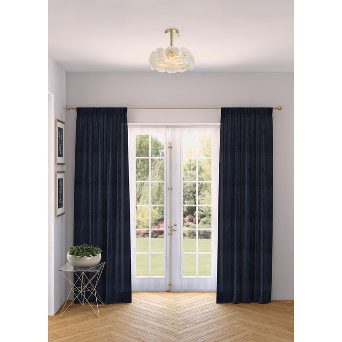 Artcraft Bloom 6 Light Semi-Flush Mount, Brass/Clear