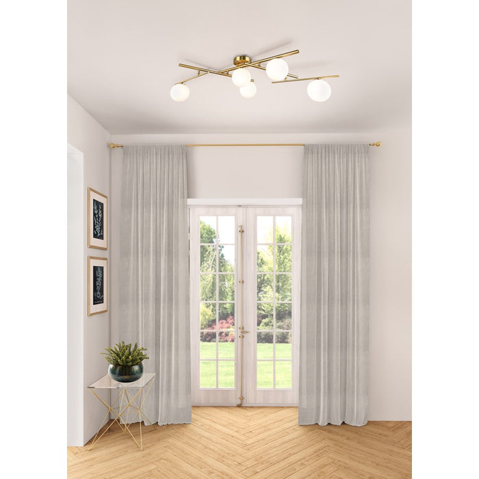 Artcraft Modena 5 Light Semi-Flush Mount, Plated Brushed Brass/White