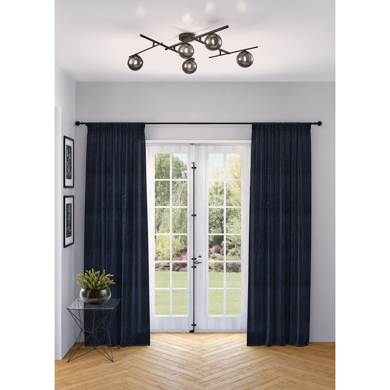 Artcraft Modena 5 Light Semi-Flush Mount, Black/Smoke