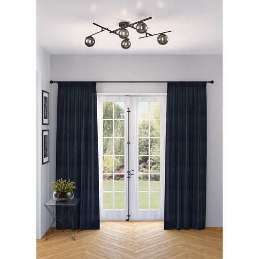 Artcraft Modena 5 Light Semi-Flush Mount, Black/Smoke
