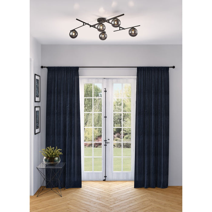 Artcraft Modena 5 Light Semi-Flush Mount, Black/Smoke