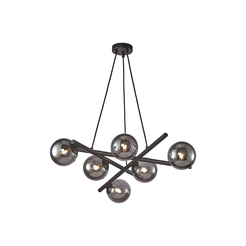Artcraft Modena 6 Light Down Chandelier, Black/Smoke