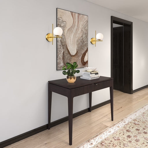 Artcraft Modena 1 Light Wall Sconce, Plated Brushed Brass/White