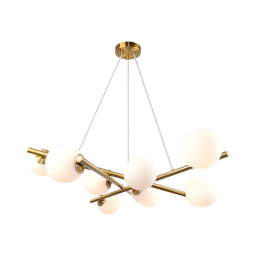 Artcraft Modena 9 Light Chandelier, Plated Brushed Brass/White - AC11979BR