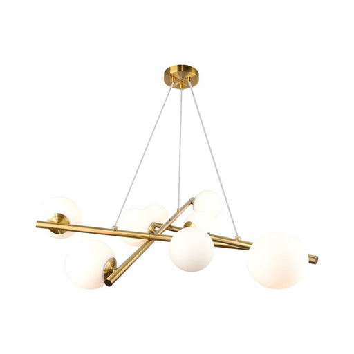 Artcraft Modena 9 Light Chandelier, Plated Brushed Brass/White