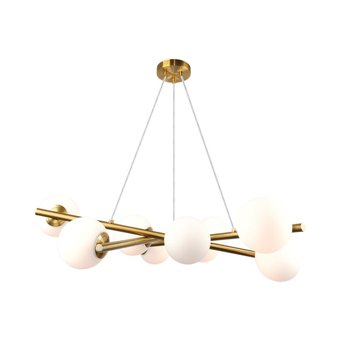 Artcraft Modena 9 Light Chandelier, Plated Brushed Brass/White