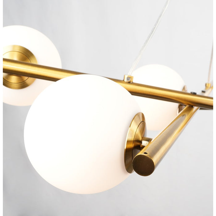 Artcraft Modena 9 Light Chandelier, Plated Brushed Brass/White