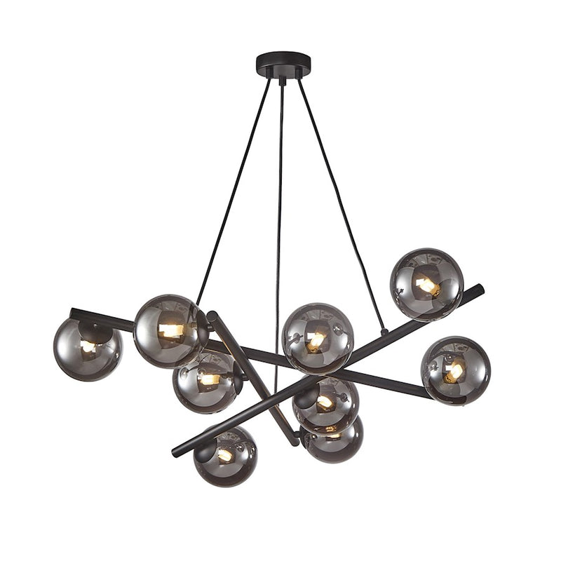 Artcraft Modena 9 Light Chandelier, Matte Black/Smoke