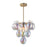 Artcraft Globo 5 Light Down Chandelier, Brass/Iridescent