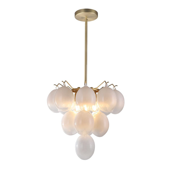Artcraft Globo 5 Light Down Chandelier, Brass/Milky White