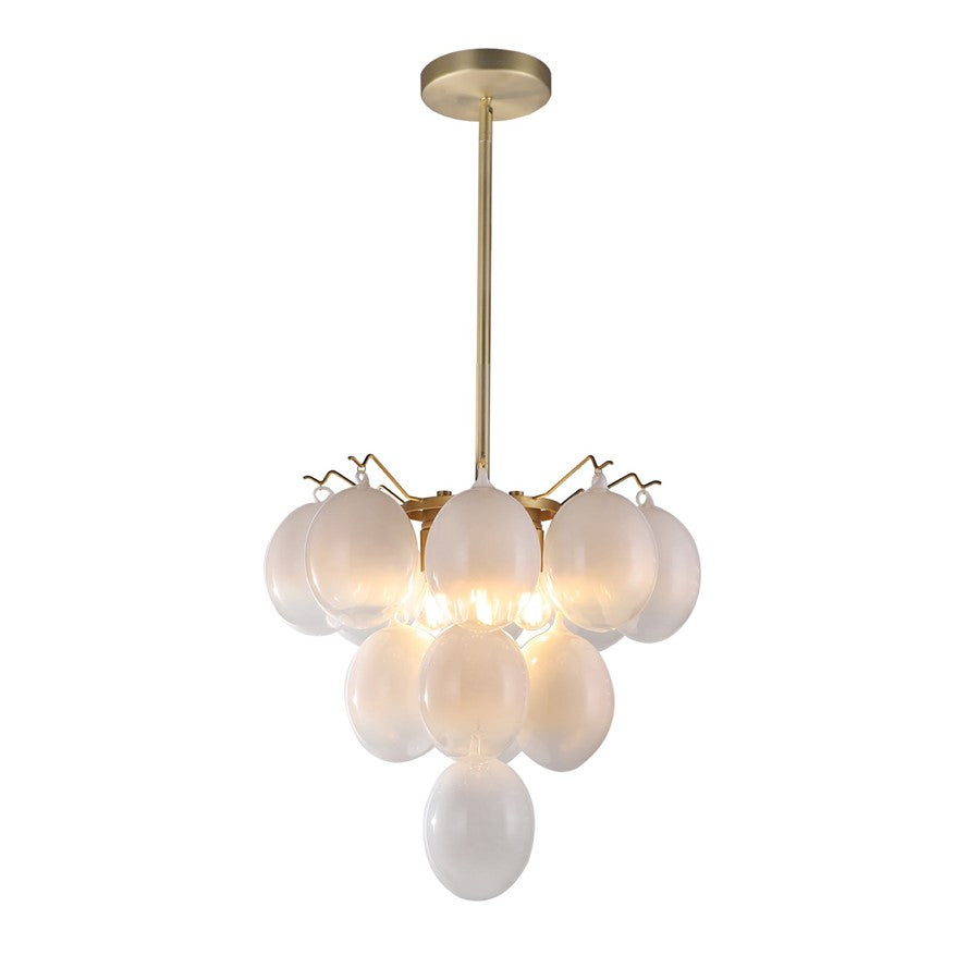 Artcraft Globo 5 Light Down Chandelier, Brass/Milky White