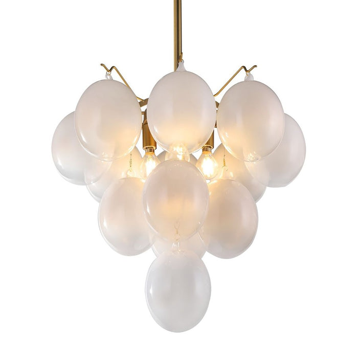 Artcraft Globo 5 Light Down Chandelier, Brass/Milky White