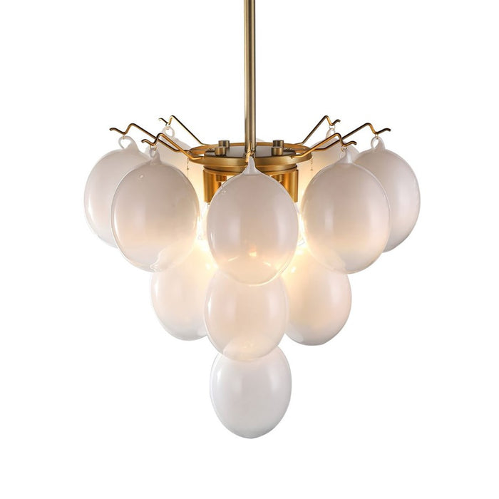 Artcraft Globo 5 Light Down Chandelier, Brass/Milky White