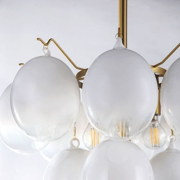 Artcraft Globo 5 Light Down Chandelier, Brass/Milky White