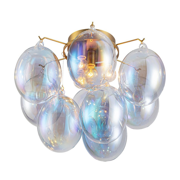 Artcraft Globo 4 Light Semi-Flush Mount, Brass/Iridescent