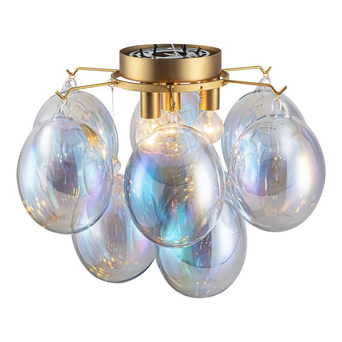 Artcraft Globo 4 Light Semi-Flush Mount, Brass/Iridescent