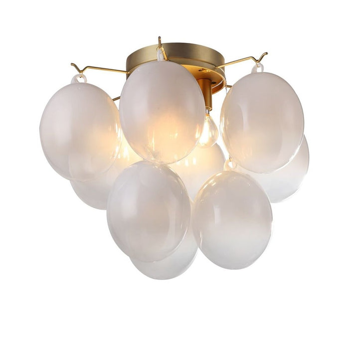 Artcraft Globo 4 Light Semi-Flush Mount, Brass/Milky White