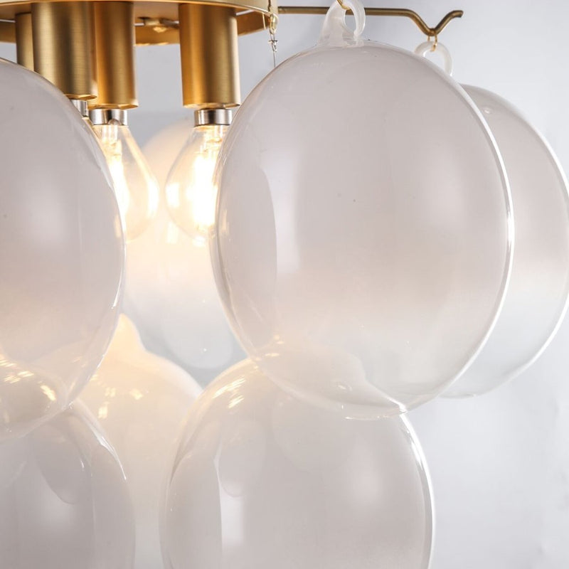 Artcraft Globo 4 Light Semi-Flush Mount, Brass/Milky White