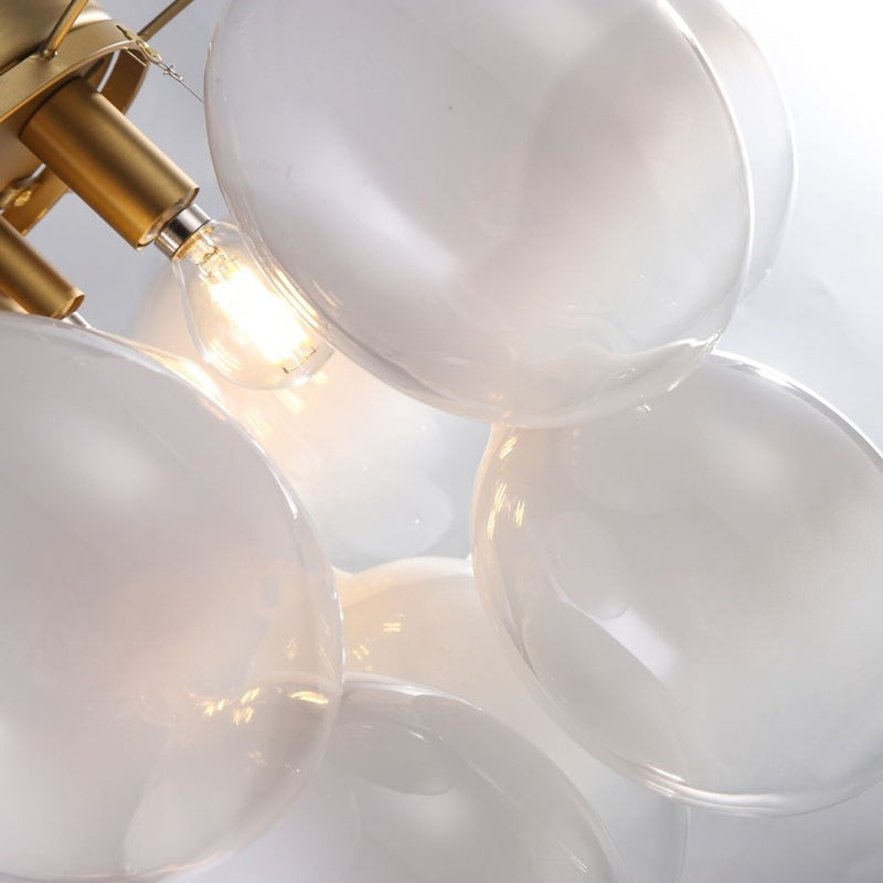 Artcraft Globo 4 Light Semi-Flush Mount, Brass/Milky White