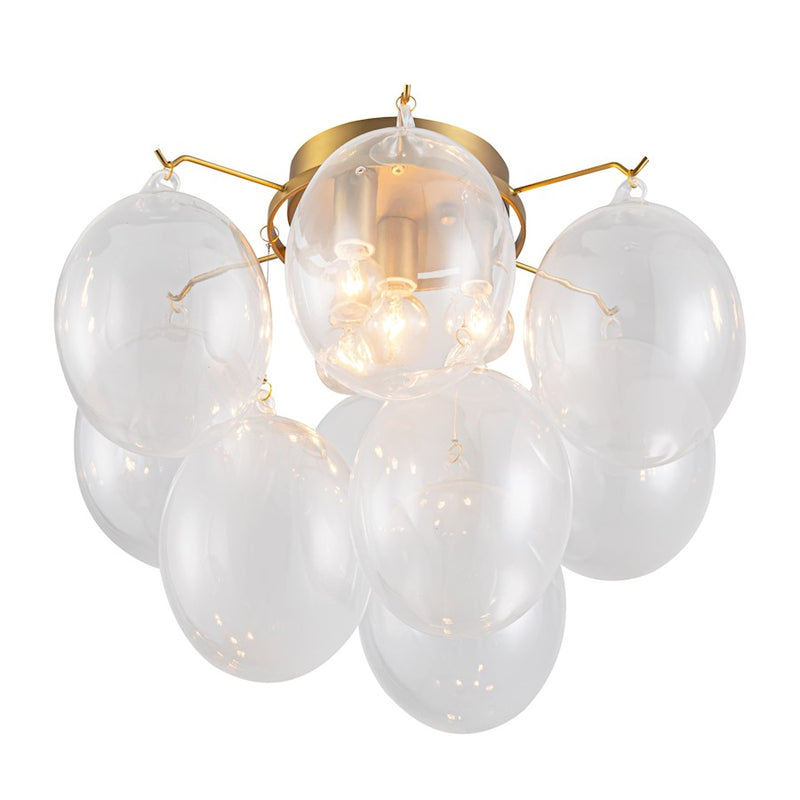 Artcraft Globo 4 Light Semi-Flush Mount, Brass/Milky White
