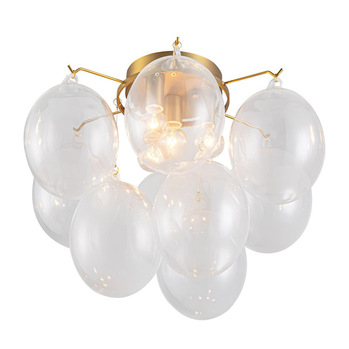 Artcraft Globo 4 Light Semi-Flush Mount, Brass/Milky White