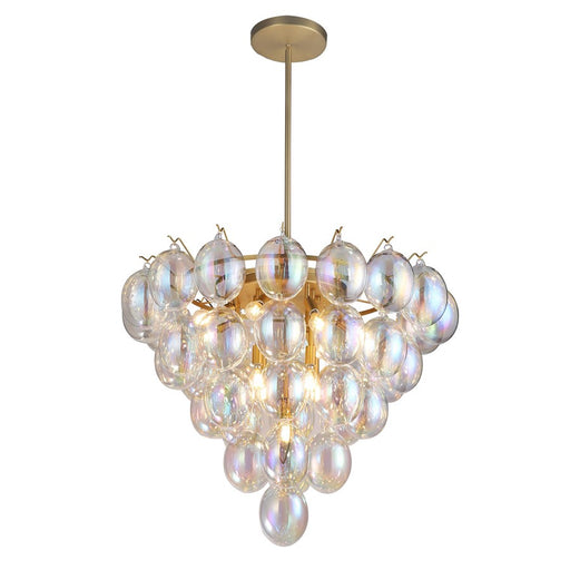 Artcraft Globo 13 Light Chandelier, Brushed Brass/Iridescent