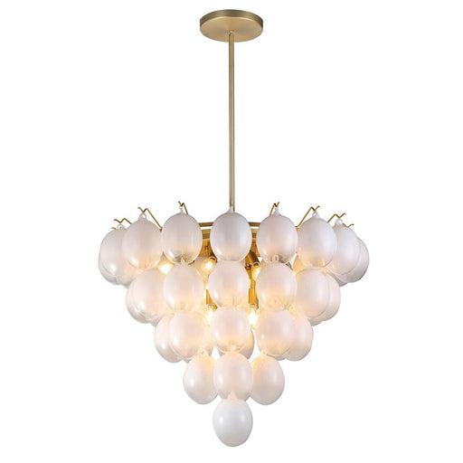 Artcraft Globo 13 Light Chandelier, Brushed Brass/Ombre White