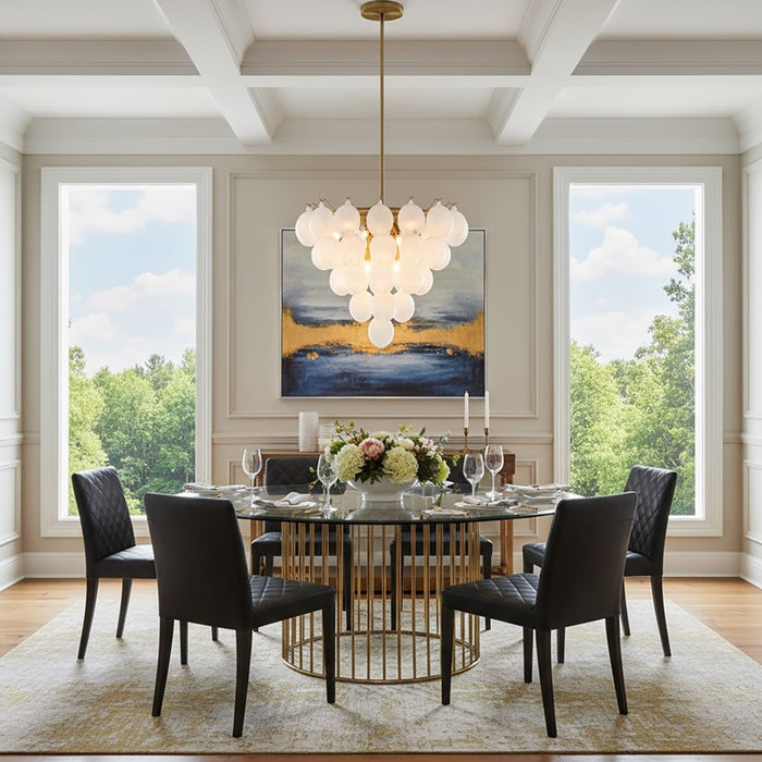 Artcraft Globo 13 Light Chandelier, Brushed Brass/Ombre White