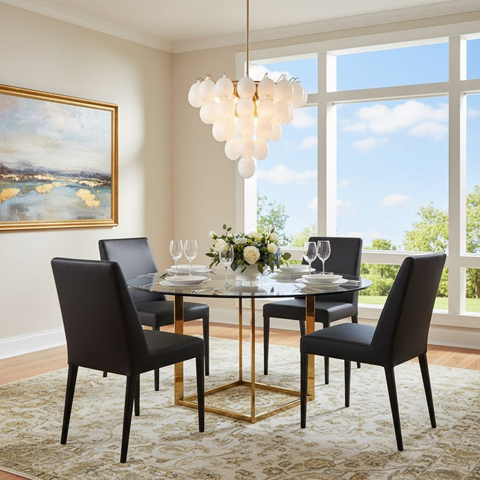 Artcraft Globo 13 Light Chandelier, Brushed Brass/Ombre White